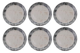 Hermia Juego de Platos de Servicio de Cerámica 100%, Gris, Negro, Beige, Set de 6 Piezas, Elegantes y Duraderos, Apto Lavavajillas y Microondas, 25.5 x 25.5 x 2.5 Pulgadas